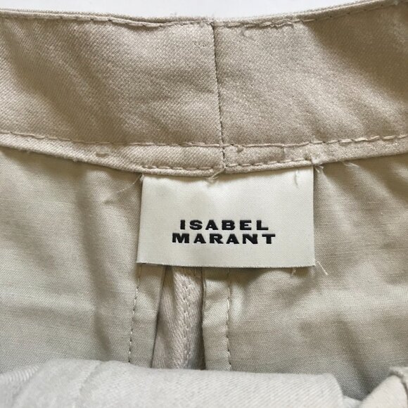 Isabel Marant Tulya Cotton Shorts Womens 36 Small 4 US Khaki Beige High Rise - Picture 9 of 14